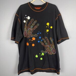 Ak:cess Studded Hand‎ Print Colorful T-Shirt Mens 2X  Hip Hop Inspired *READ